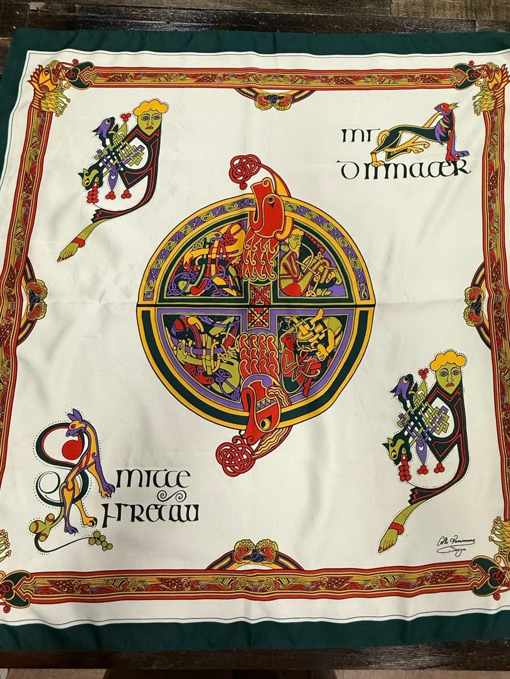 Celtic Renaissance Design Scarf Mice of Krew Irish Book of Kells 27” Square